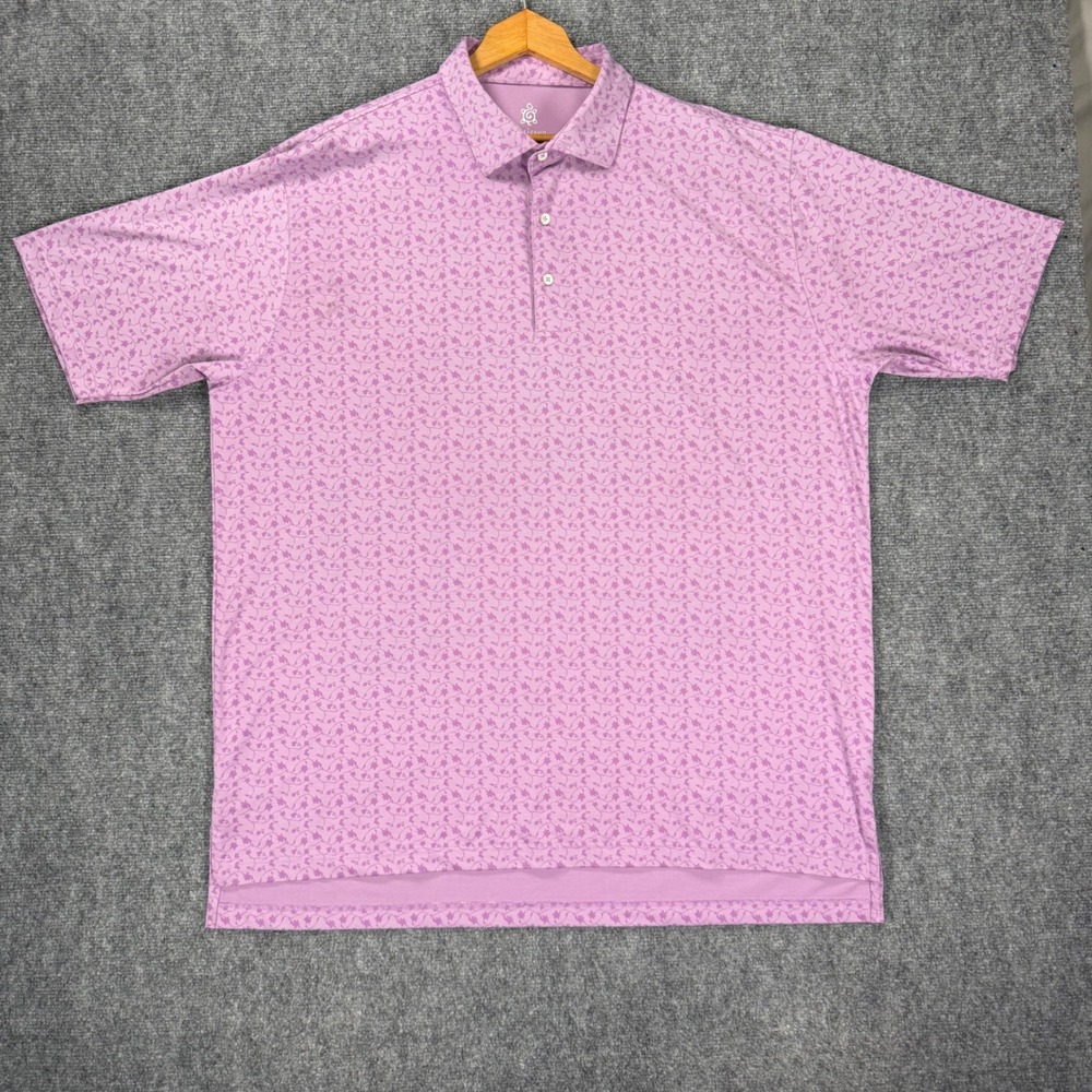 Turtleson Tour Performance Men's XXL Pink Floral Print Stretch Golf Polo